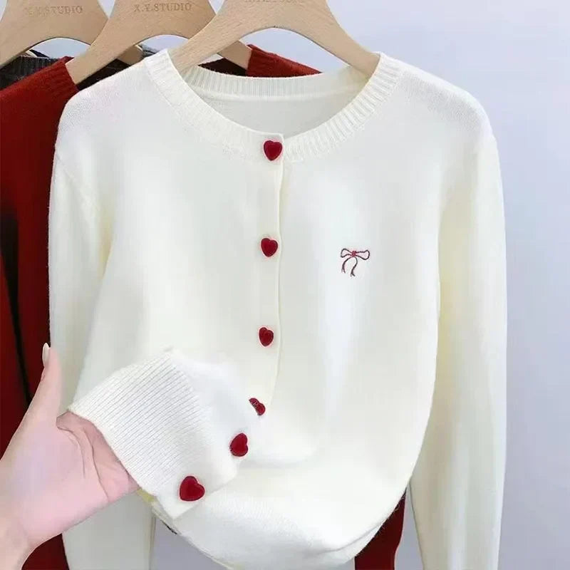 Amoria | Women’s Soft Wool Blend Heart Button Cardigan