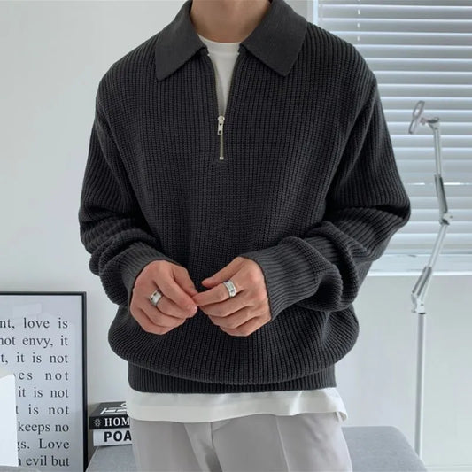Devon | Men’s Premium Jacquard Quarter-Zip Knit Sweater