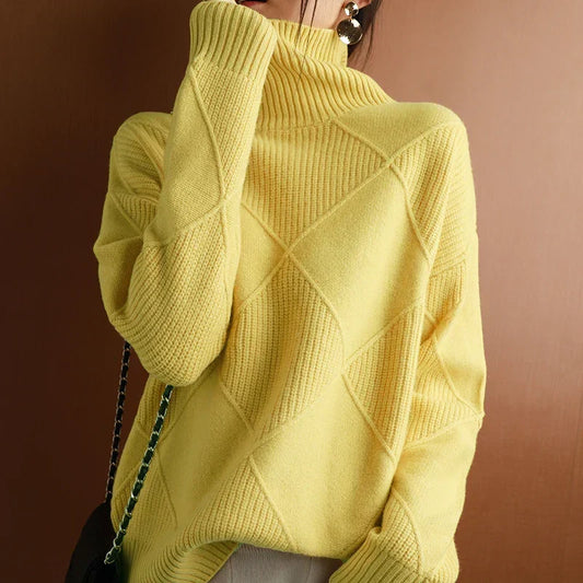 Leone | Women’s Hand-Knit Diamond Turtleneck Sweater
