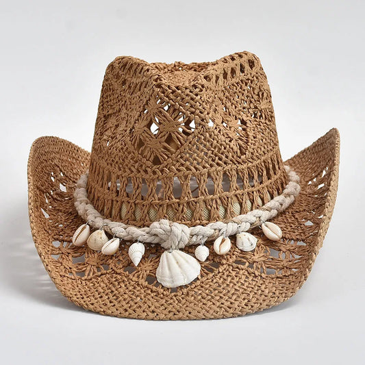Maristella | Women’s Crochet Straw Sun Hat with Seashell Detail