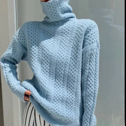 Ravah | Women’s Braided Knit Turtleneck Sweater