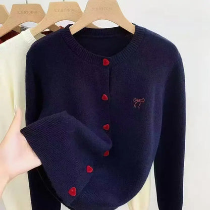 Amoria | Women’s Soft Wool Blend Heart Button Cardigan