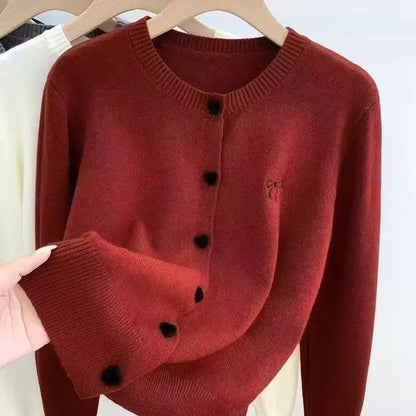 Amoria | Women’s Soft Wool Blend Heart Button Cardigan