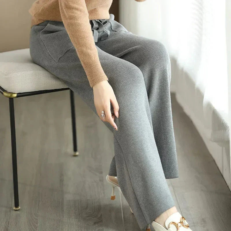Chamanie | Women’s Wool Blend Wide-Leg Pants