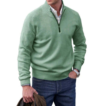 Zavero | Men’s Modern Soft Knit Zip Pullover